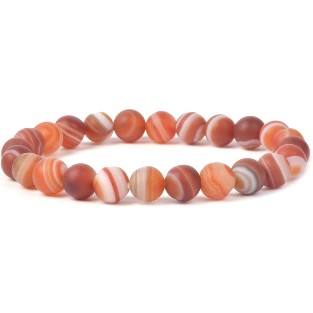 Matte Red Banded Agate Bracelet